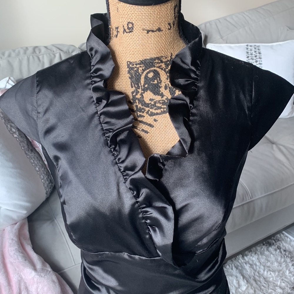 VENUS Black Ruffled Mini Dress - Picture 3 of 5